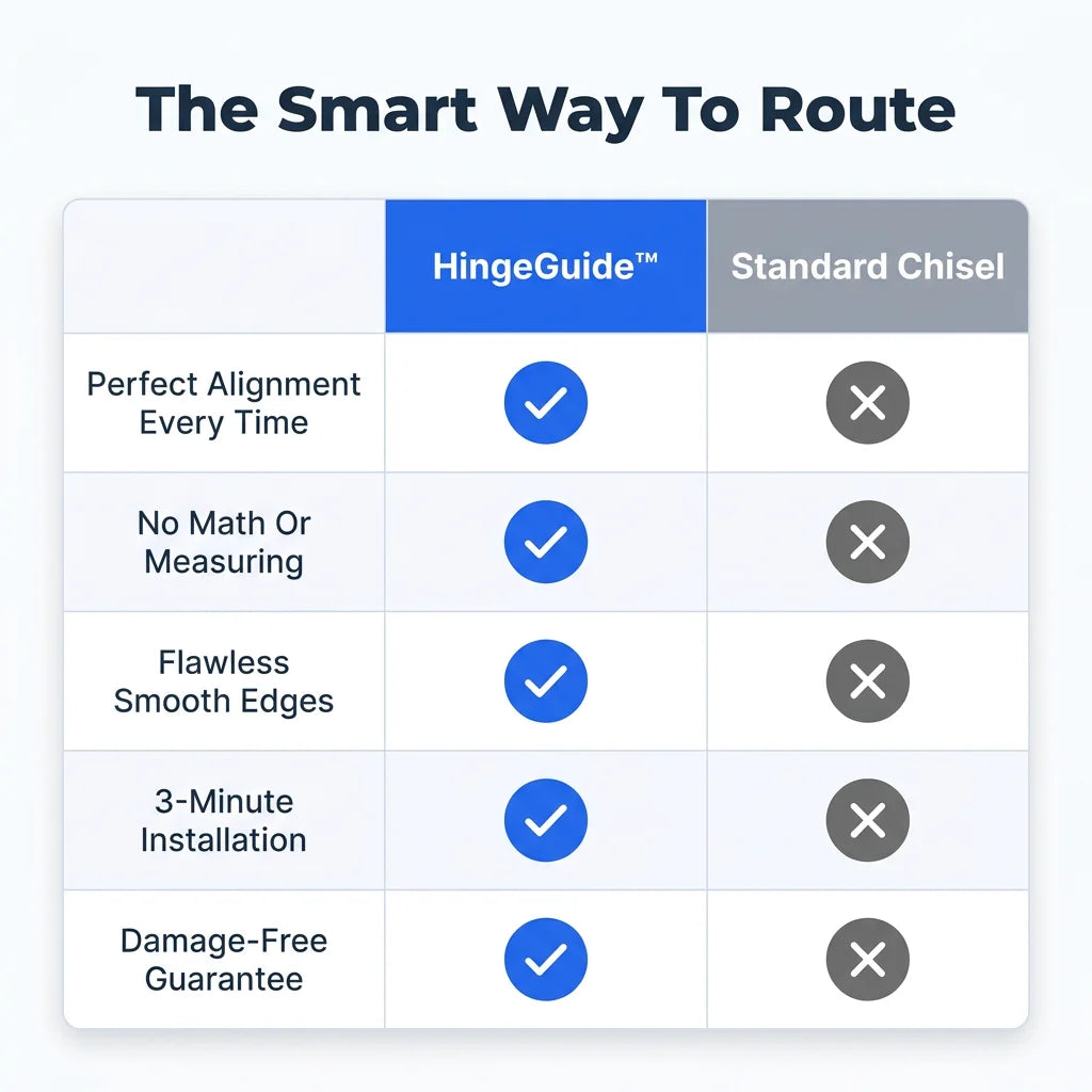 HingeGuide™ - Adjustable hinge routing template for perfect door installation