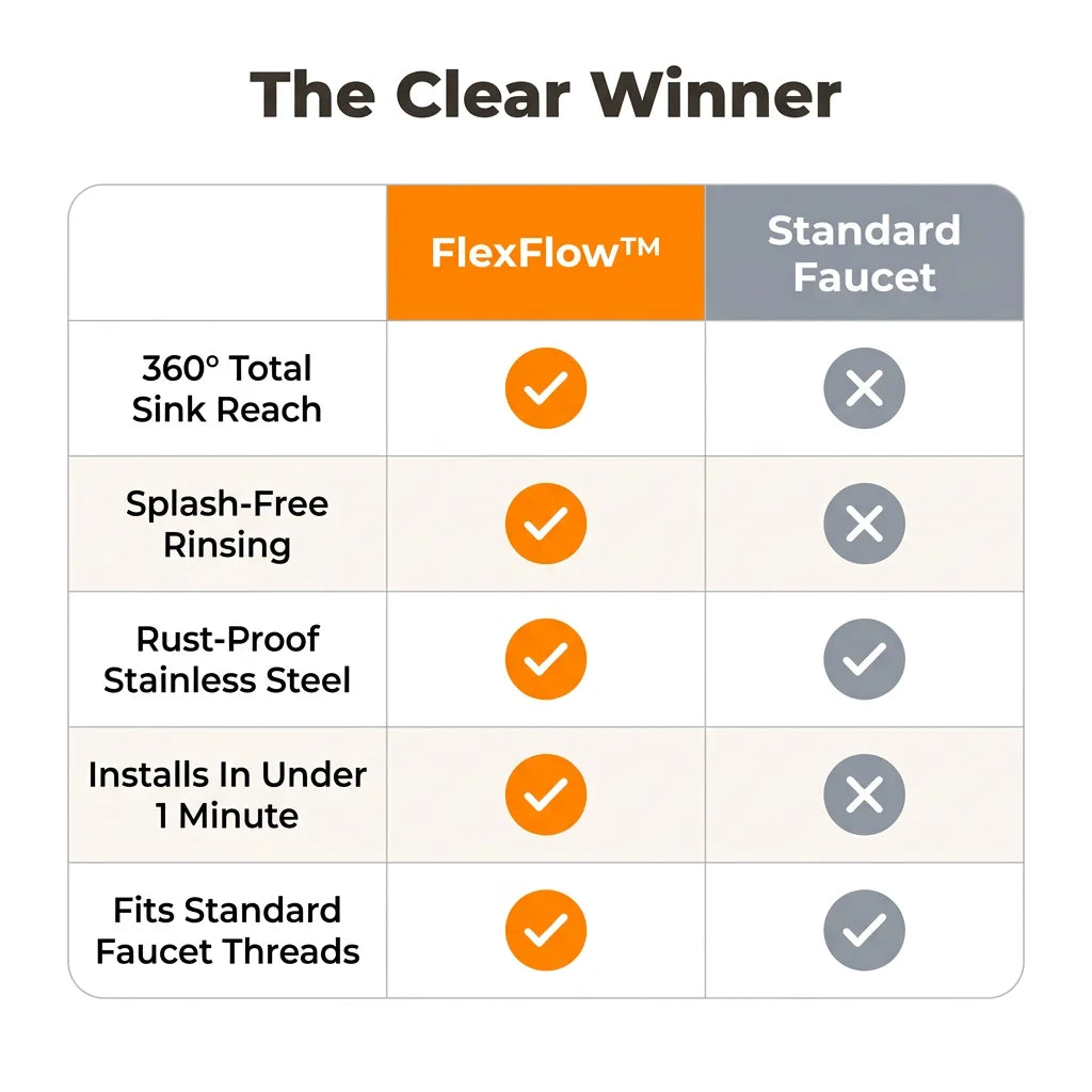 FlexFlow™ - Raccordo girevole a 360 gradi per rubinetto, per risciacqui senza schizzi