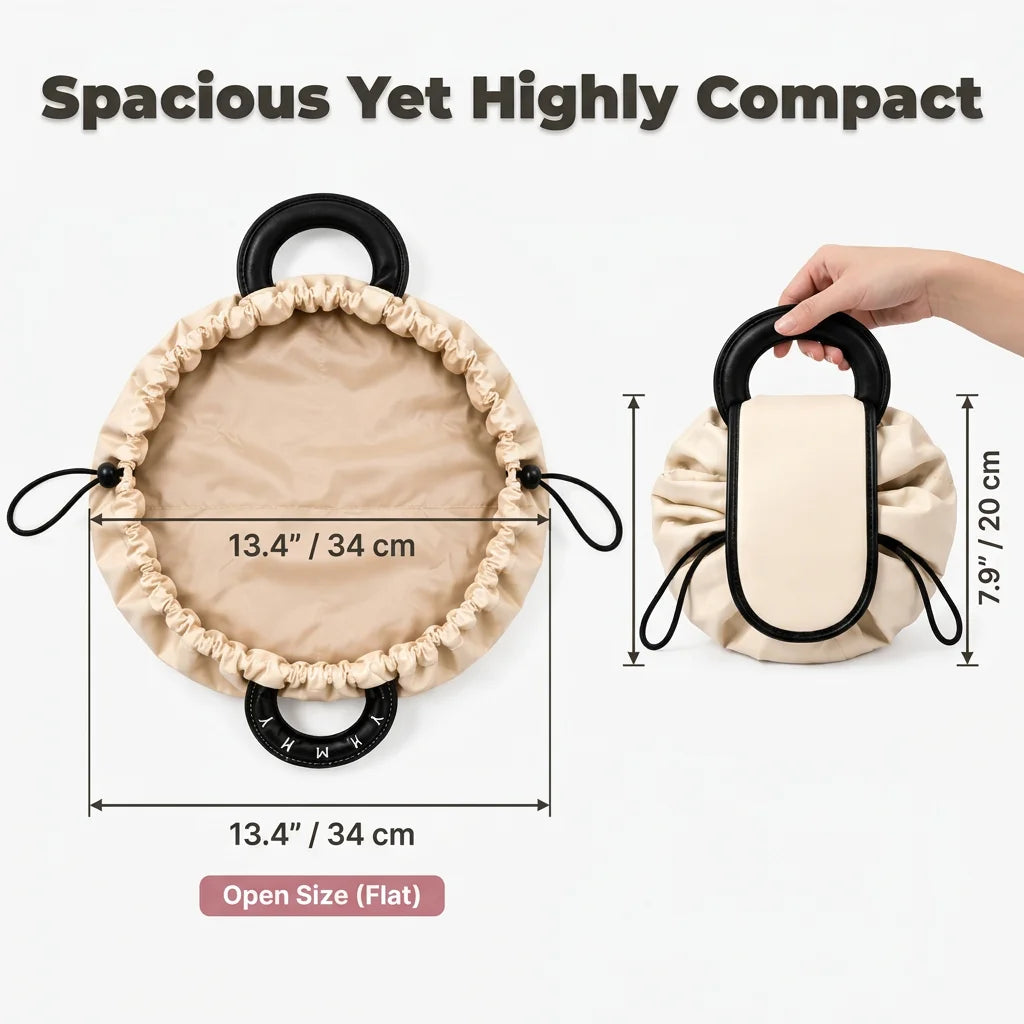 FlexBag™ - Instant-access drawstring makeup organizer