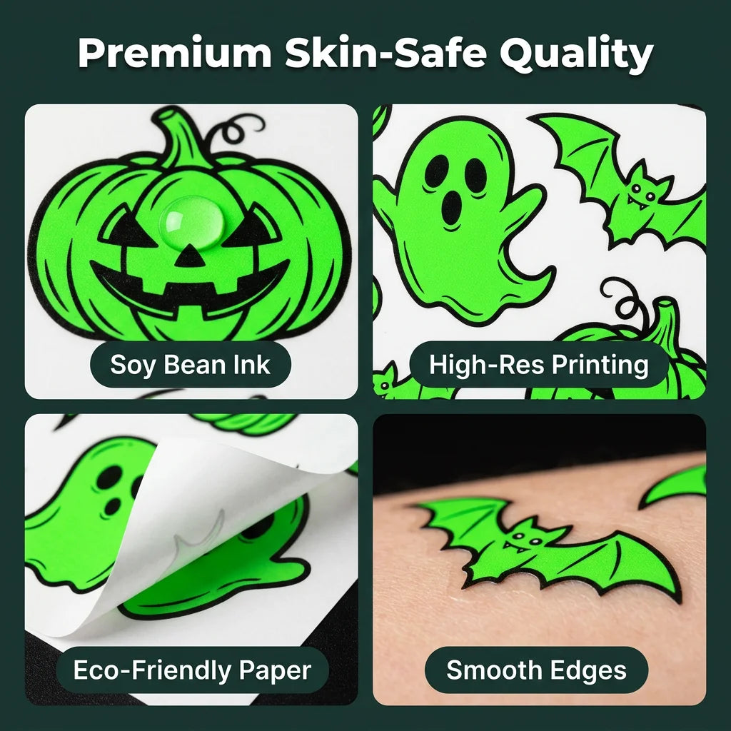 NeonArt™ - Premium glow-in-the-dark tattoo stickers for Halloween parties