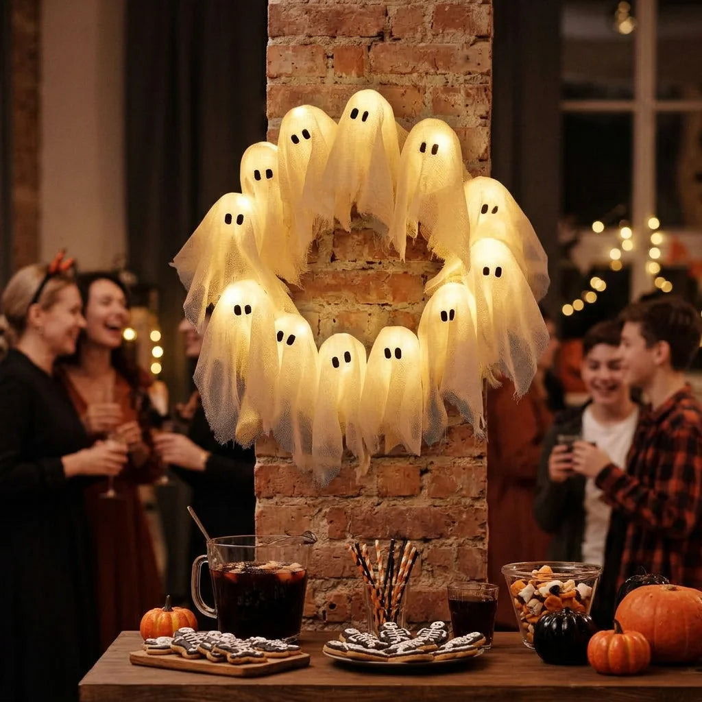 BooLight™ - Enchanting LED Halloween Ghost Wreath