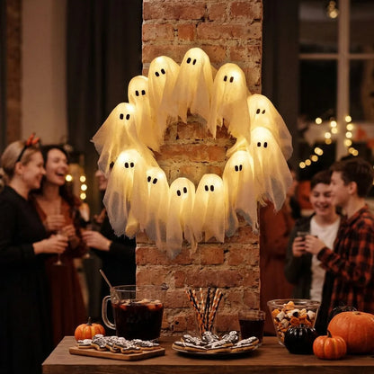 BooLight™ - Enchanting LED Halloween Ghost Wreath