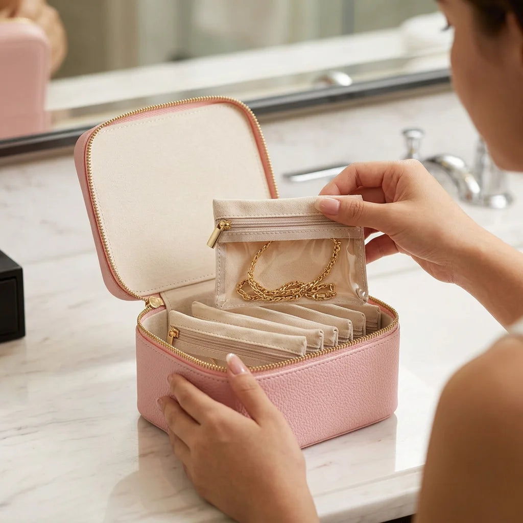 JewelZip™ - Portable jewelry organizer with 12 secure zipper pockets