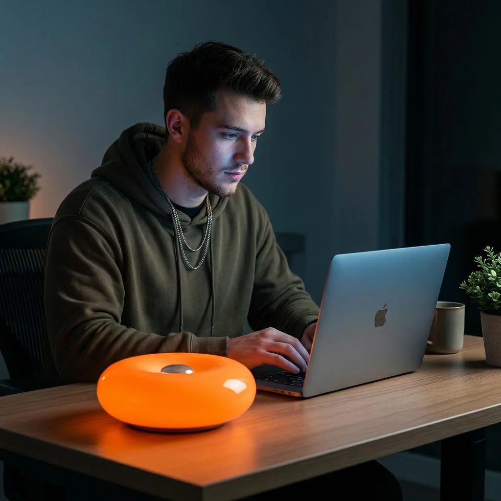 GlowRing™ - Sculptural donut table lamp with ambient glow