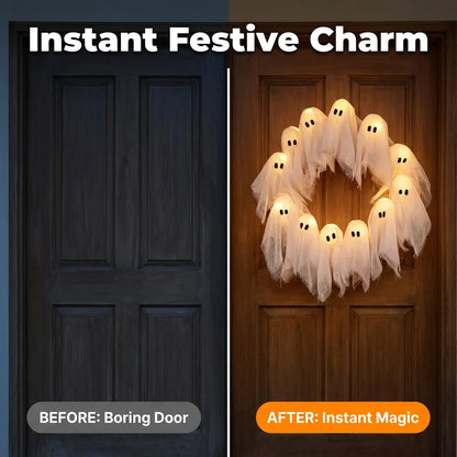 BooLight™ - Enchanting LED Halloween Ghost Wreath