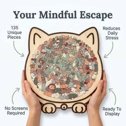 CatCraft™ - Premium 135-piece wooden cat puzzle