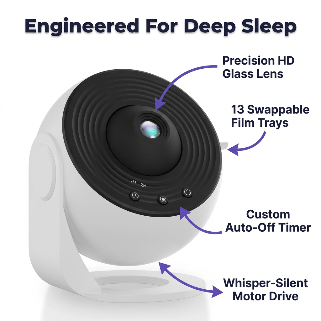 HD Galaxy Star Projector - Silent operation for a peaceful and calming sleep environment