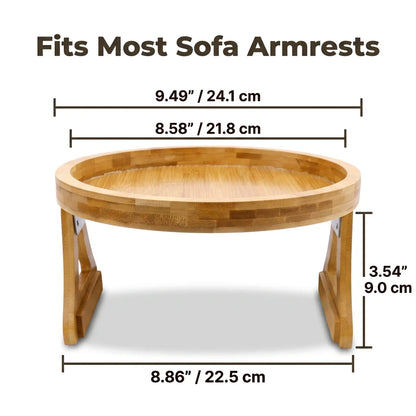 FlexTray™ - Flexible solid wood armrest table for drinks and snacks