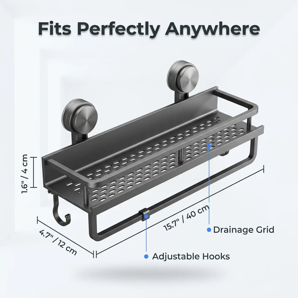 GripShelf™ - Drill-free suction cup shower organizer