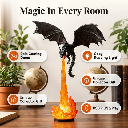 DragonGlow™ - Fire-Breathing Fantasy Bookshelf Lamp