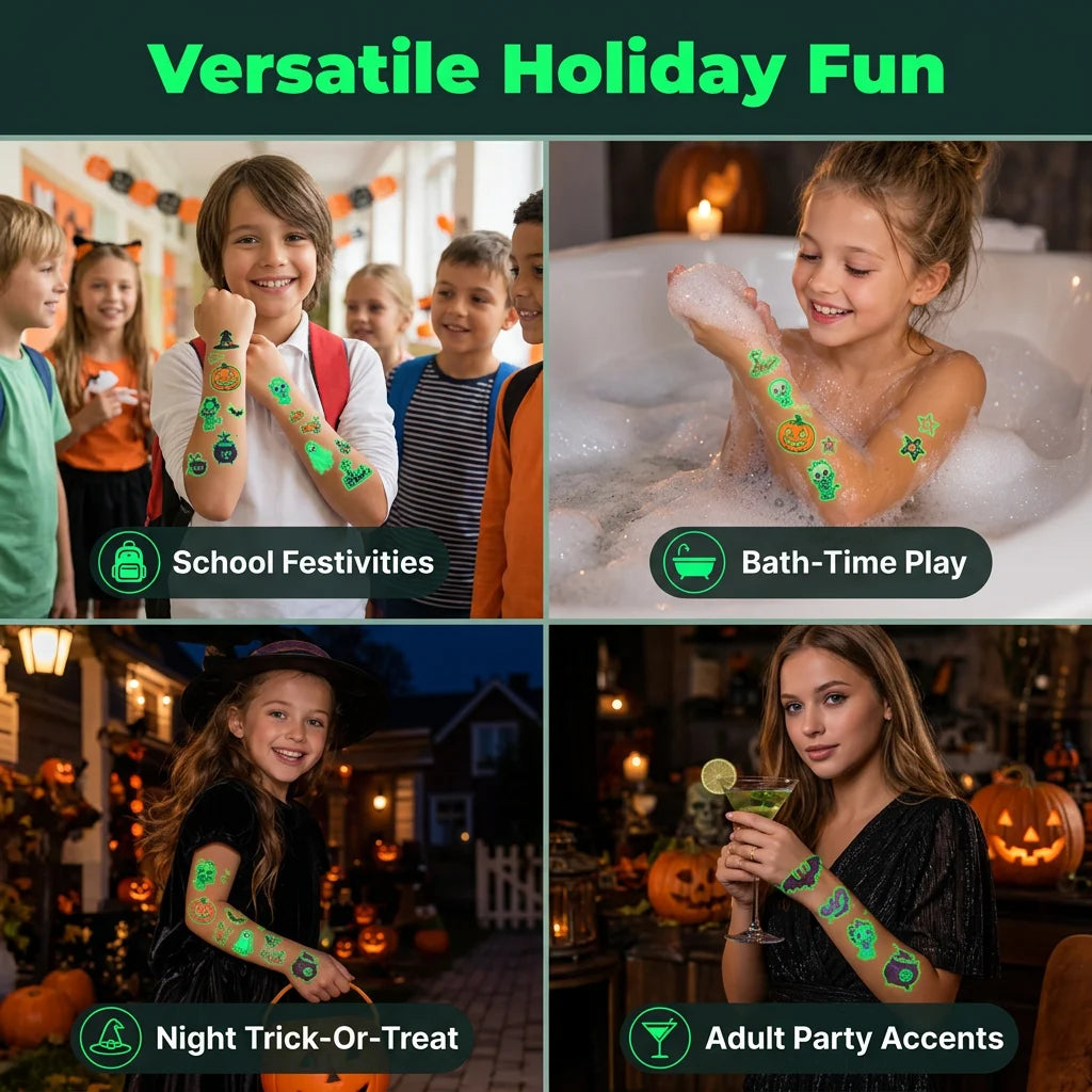 NeonArt™ - Premium glow-in-the-dark tattoo stickers for Halloween parties