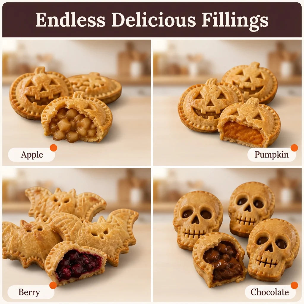 PiePress™ - 8 Piece Halloween Mini Pie Mold Set for Spooky Baking