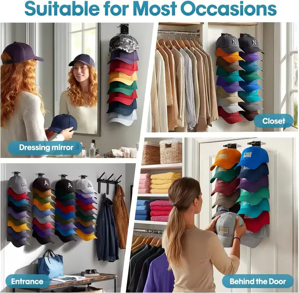 HatStack™ - Space-Saving Wall Organizer for 10 Caps