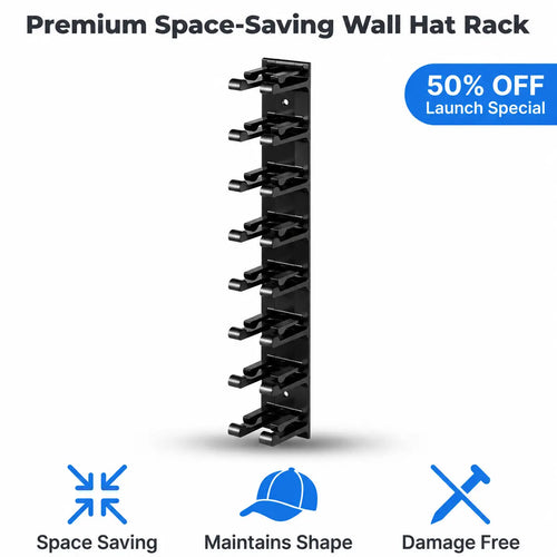 HatStack™ - Space-Saving Wall Organizer for 10 Caps
