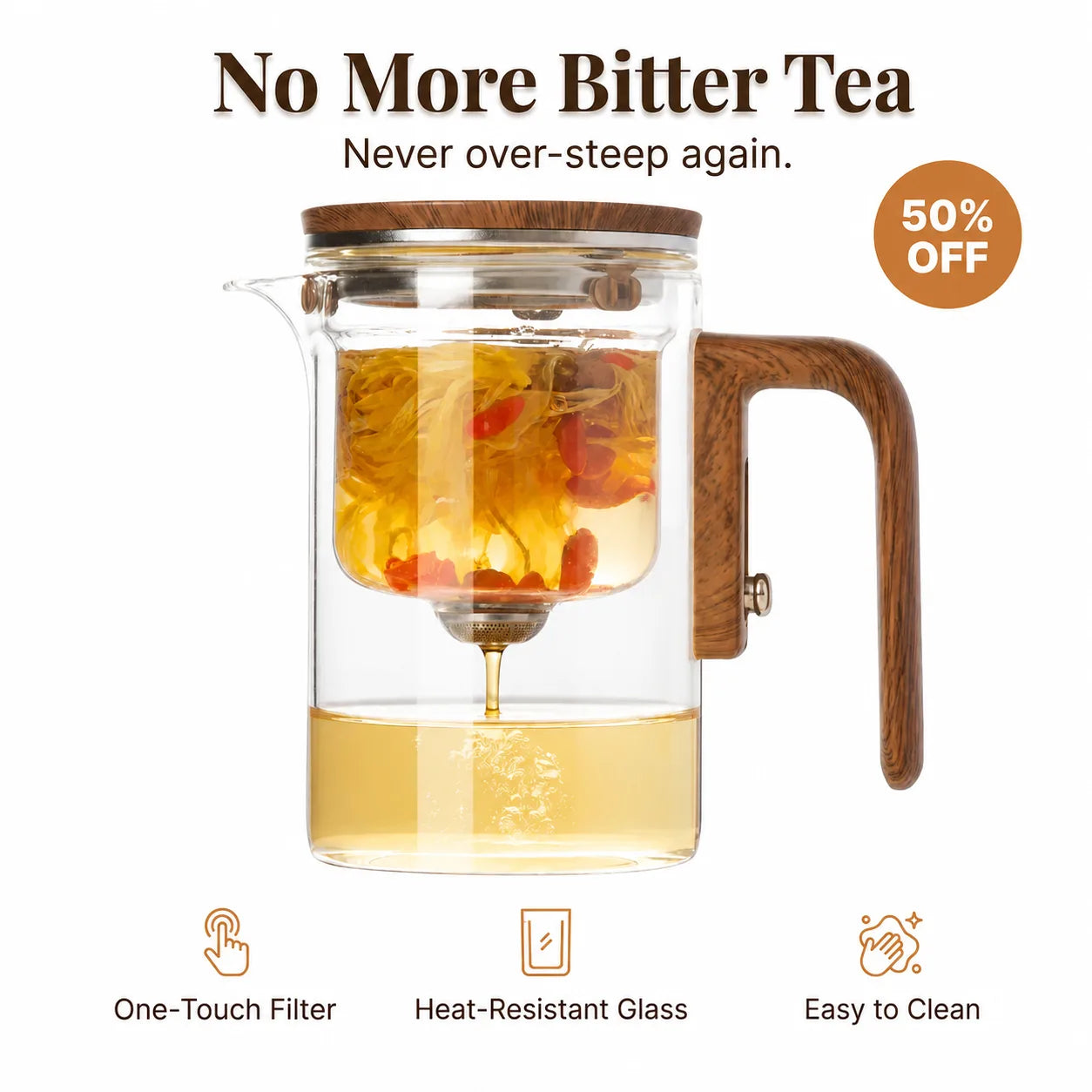 ClearBrew™ - Heat-Resistant Borosilicate Glass Teapot for Loose Leaf Tea