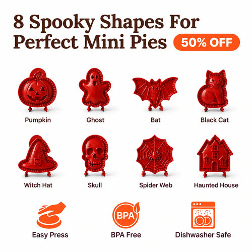 PiePress™ - 8 Piece Halloween Mini Pie Mold Set for Spooky Baking