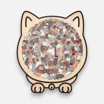 CatCraft™ - Premium 135-piece wooden cat puzzle