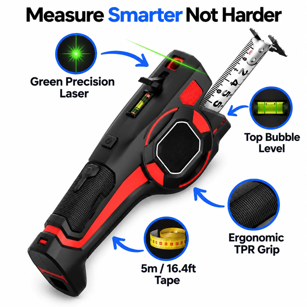 ProBeam™ - 2-in-1 laser tape measure with integrated level