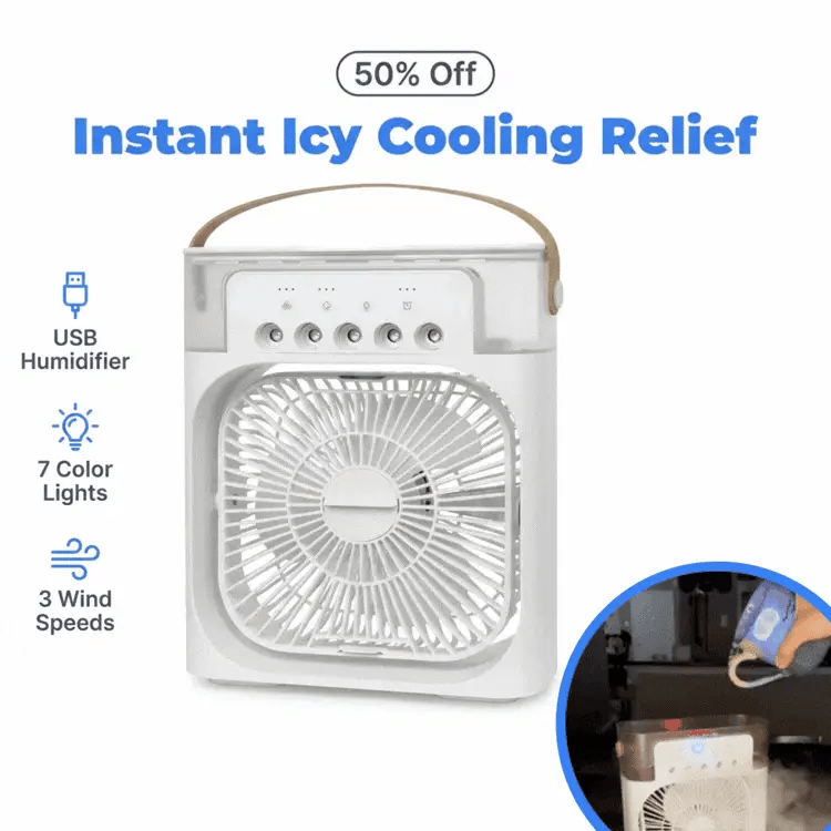 AquaBreeze™ - Compact desk air cooler with LED night light