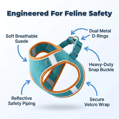SafeWalk™ - Comfortable cat harness with reflective strips for nighttime safety