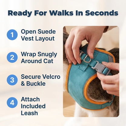 SafeWalk™ - Comfortable cat harness with reflective strips for nighttime safety