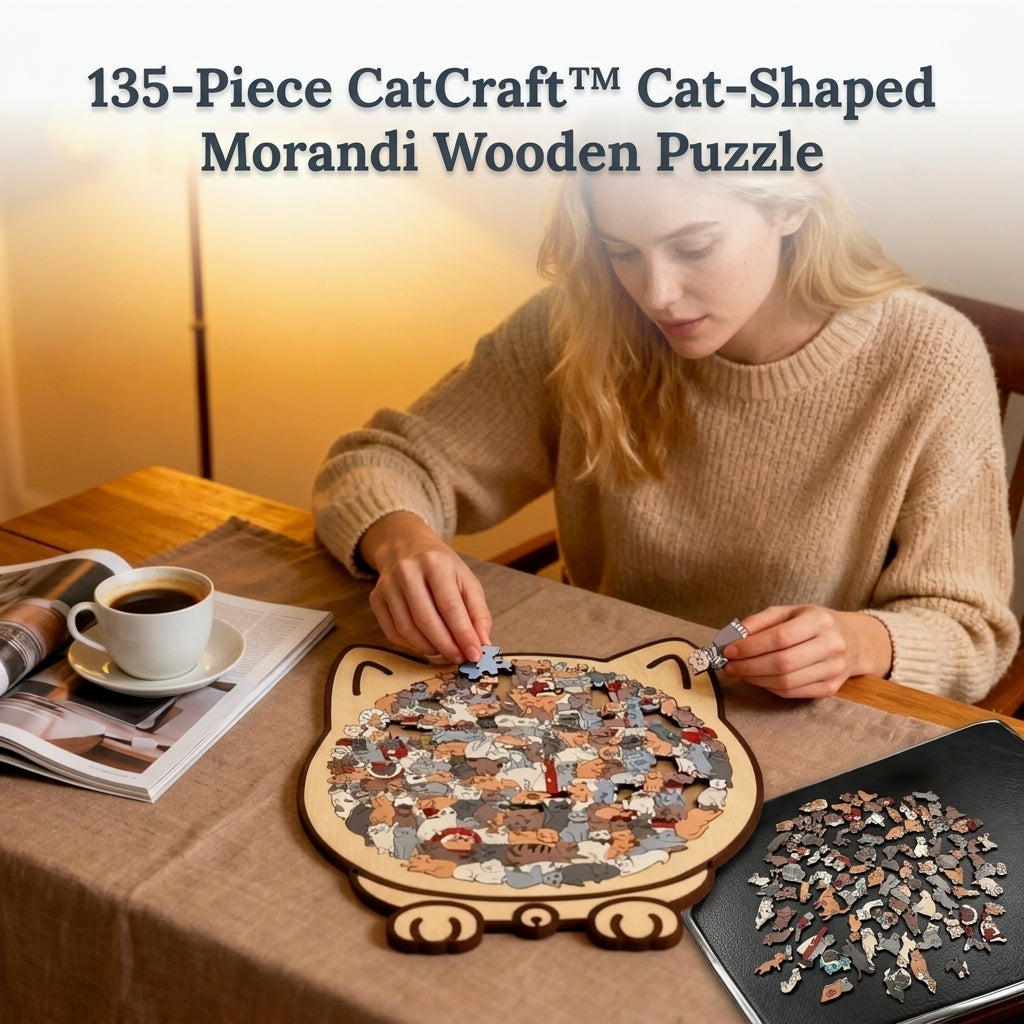 CatCraft™ - Premium 135-piece wooden cat puzzle