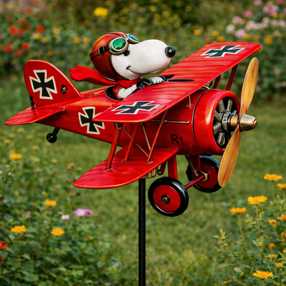 飛行機ガーデンウィンドスピナー - スヌーピーの屋外装飾