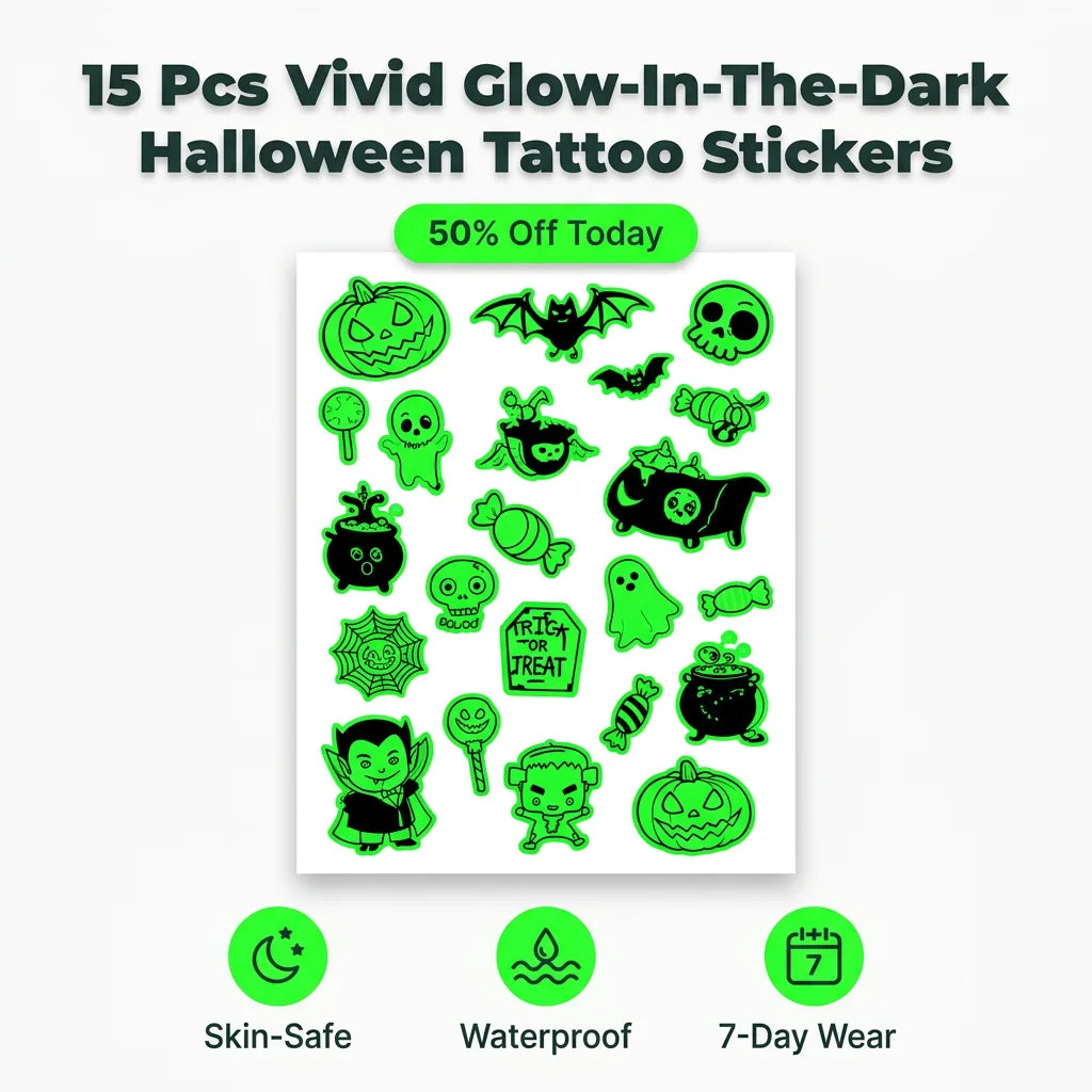 NeonArt™ - Premium glow-in-the-dark tattoo stickers for Halloween parties