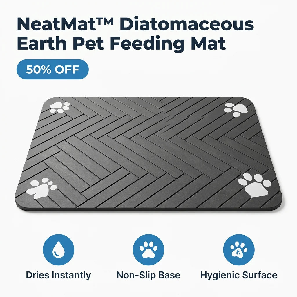 NeatMat™ - Absorbent diatomaceous earth pet feeding mat