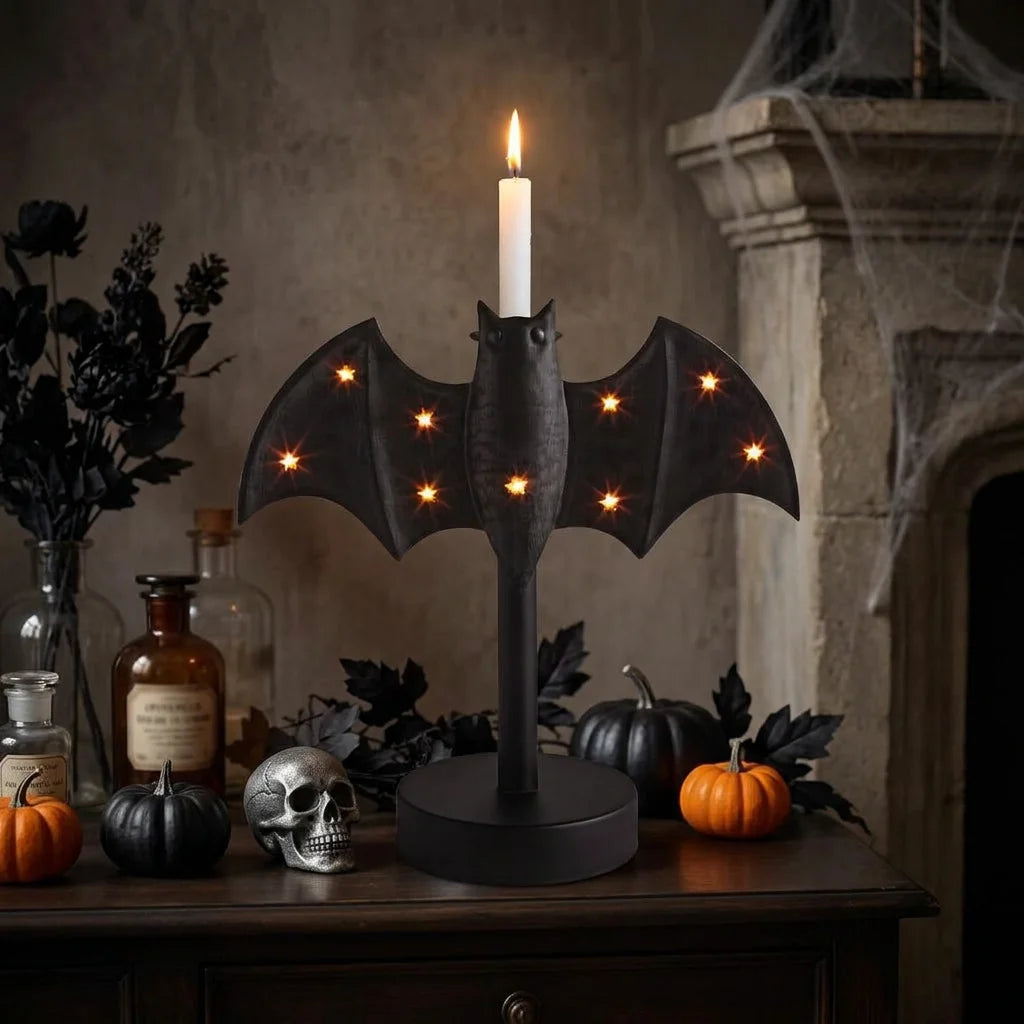 BatGlow™ - Handbemalter gotischer Kerzenhalter aus Zinn